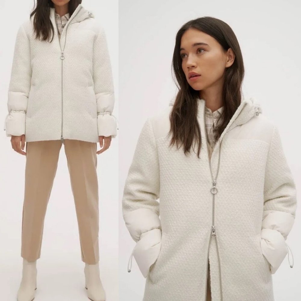 NWT Vegan Puffer Winter Coat NOIZE Nordstrom Size Small White Minka Insulated S‎